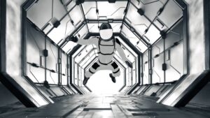 Floating in spaceship vj loop by Crazy Artist. Descubre el astronauta flotando a través de la nave espacial.