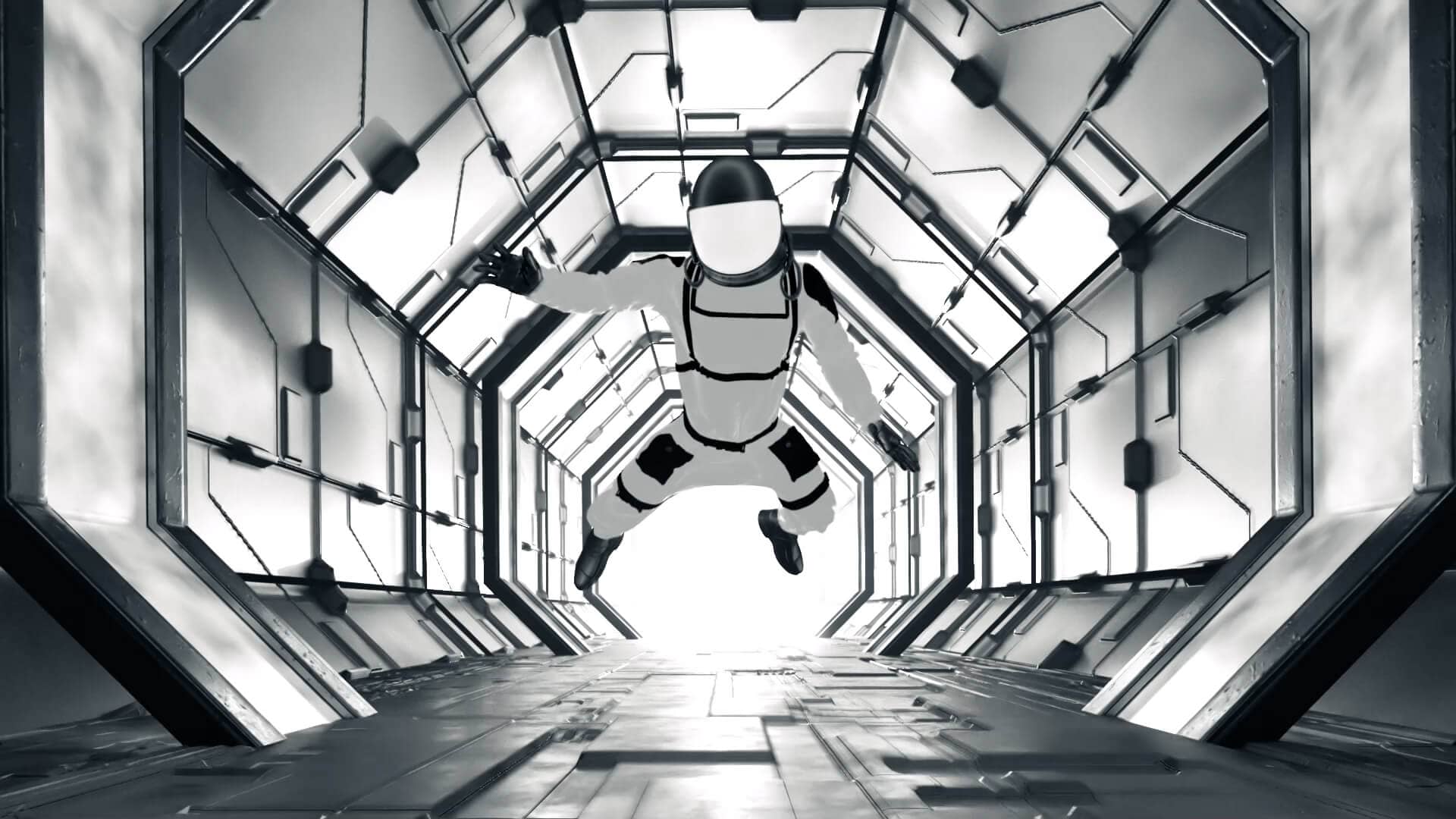 Floating in spaceship vj loop by Crazy Artist. Descubre el astronauta flotando a través de la nave espacial.