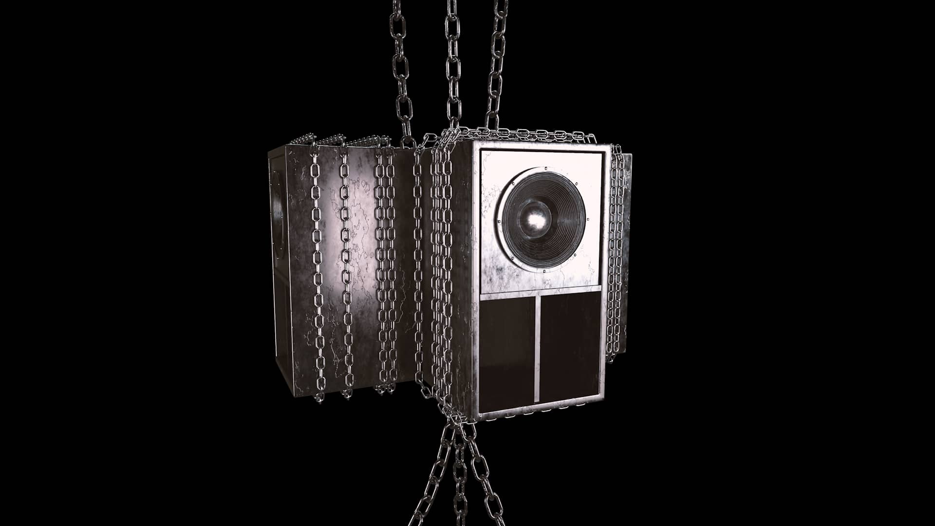 Industrial Speakers VJ Loop is a visual loop with industrial aesthetic and chains designed to create moments of maximum power