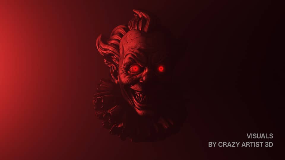 The Clown of Terror VJ Loop in a fog and dark environment
