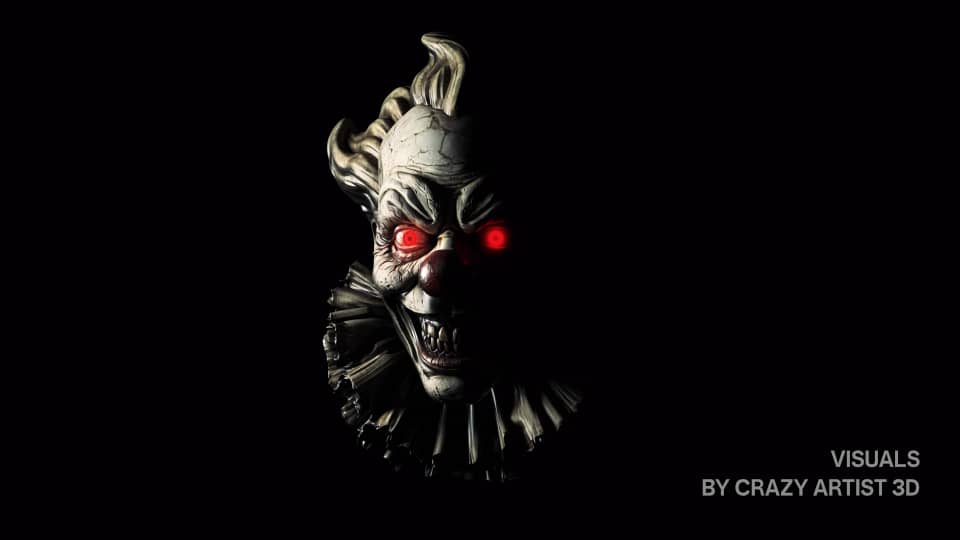 The Clown of Terror VJ Loop with red eyes